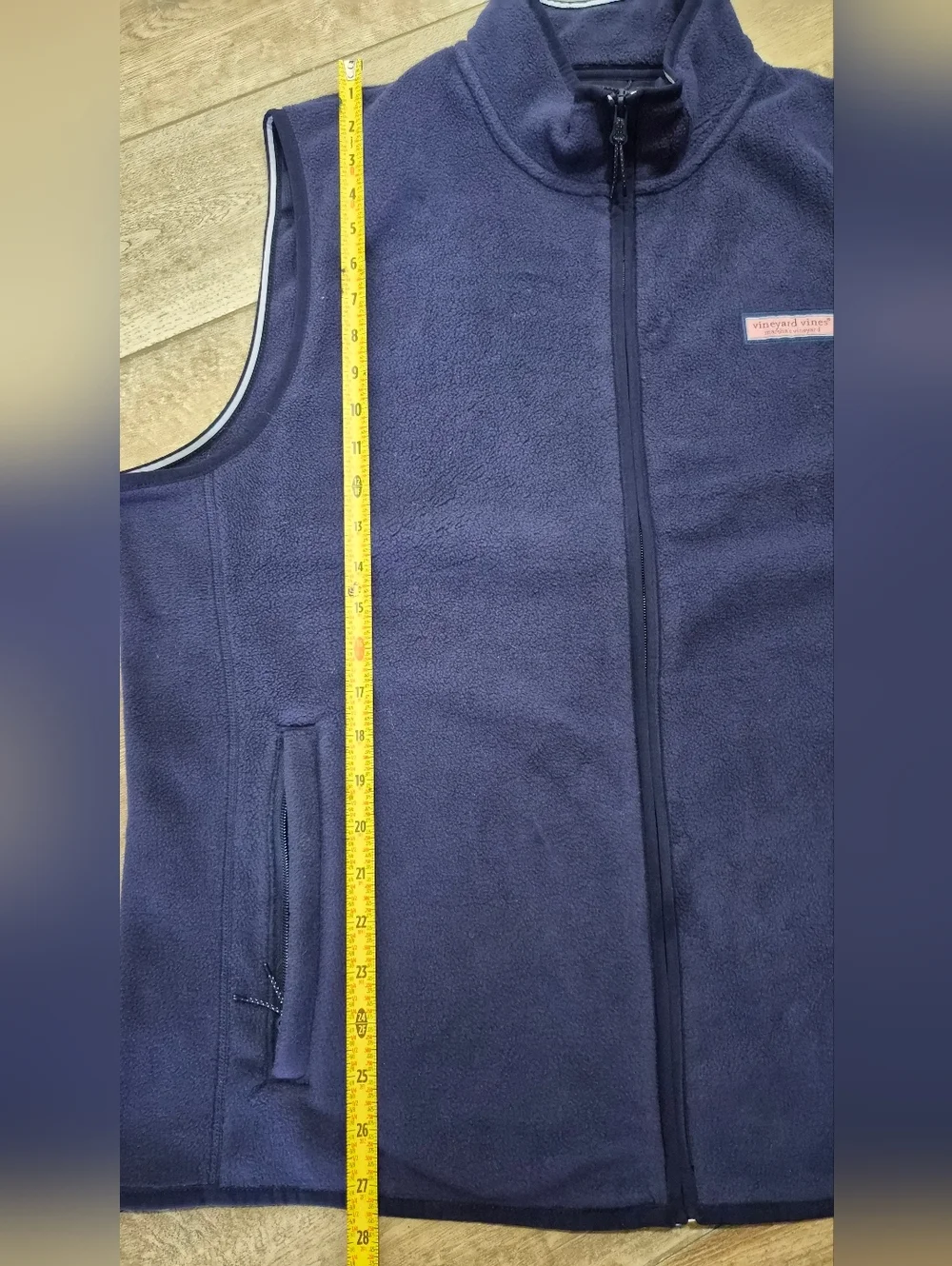 Vineyard Vines Men Harbor Fleece Navy Blue Full Zip Vest Size Large